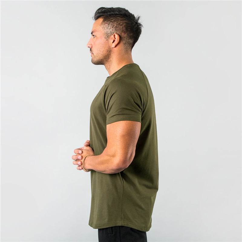 New Fashion Plain Tops Tees Fitness Mens T Shirt Short Sleeve Muscle Joggers Bodybuilding Tshirt Male Gym Clothes Slim Fit Shirt - AIAZ