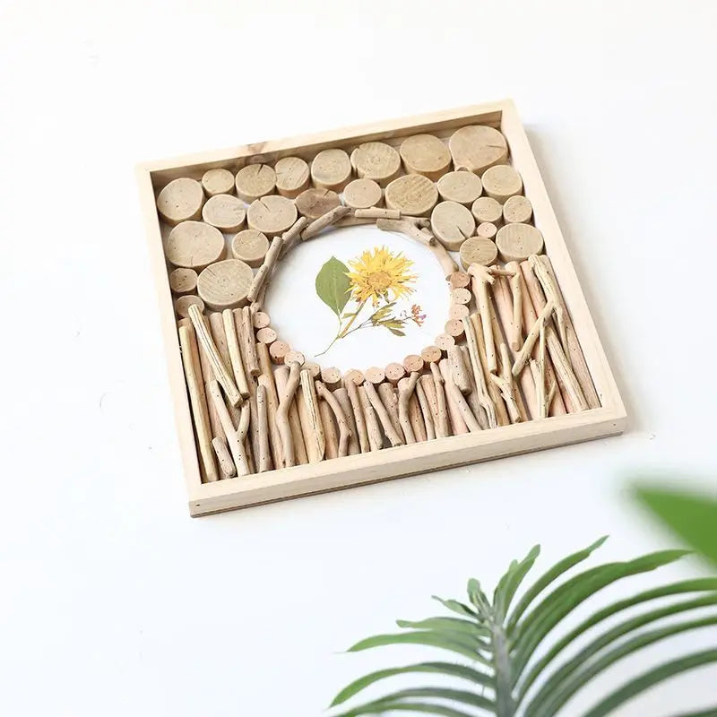52x52cm 3D Flower & Wheat Field Building Blocks Wall Art - simple Creative Room Decor Aesthetic for Dining Room & Living Room