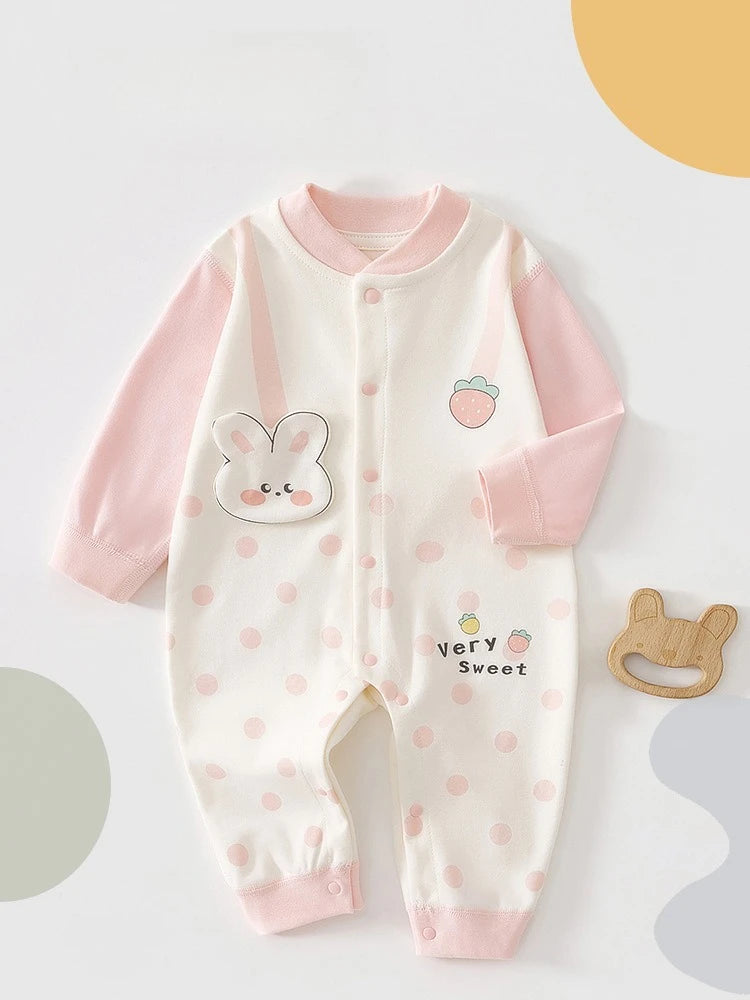 Baby Jumpsuit Spring and Autumn Pure Cotton Baby Clothes for Girls, Newborn Clothes, Crawling Clothes Boneless Cute Pajamas