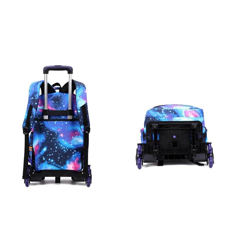 School bags with Wheels School Rolling Backpacks for Boys Trolley Bag Waterproof Orthopedic School Bag Student Wheeled Backpack - AIAZ