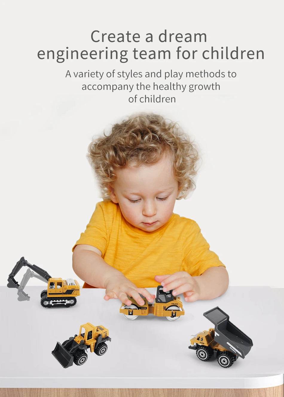 6pcs/set Alloy Engineering Truck Toy Car Classic Construction Model Vehicle Loader Tractor Excavator Toys for 3 years Boys Gifts - AIAZ