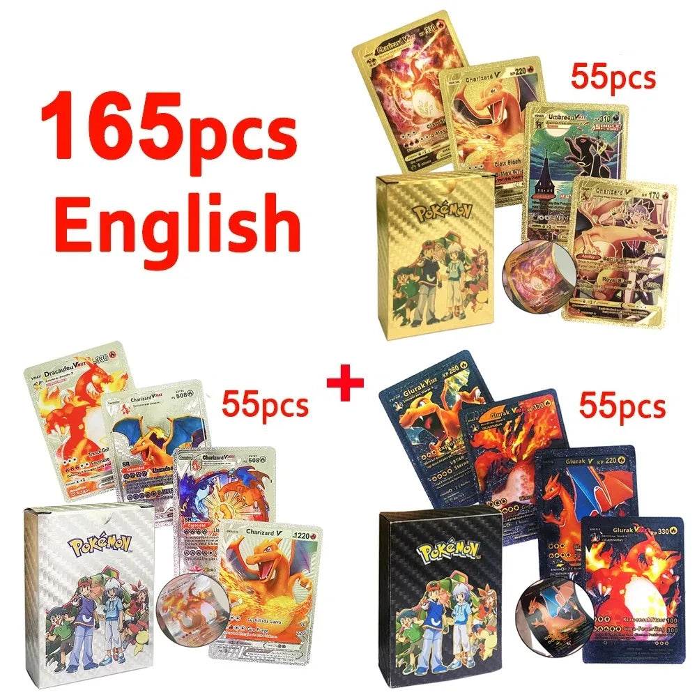 Pokemon Cards Vmax GX Gold Foil Flash Card English Spanish Colorful Pikachu Charizard French German Game Battle Collection Cards - AIAZ