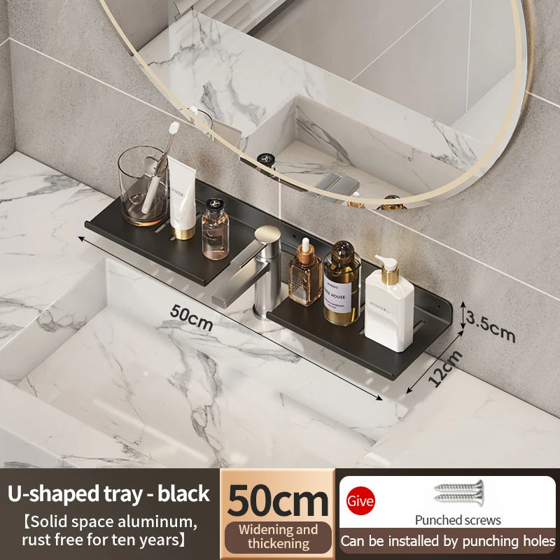 Faucet storage tray, bathroom storage rack, mirror front toilet, washbasin, washbasin, non perforated bathroom rack