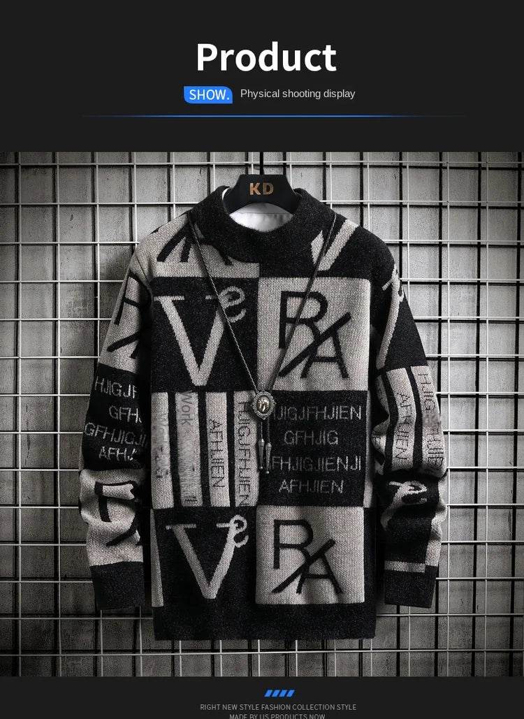 Men Knitted Sweater Stripe Pullovers Printing Round Neck Sweater Autumn/Winter Designer Quality Casual Men Clothing Jumper - AIAZ