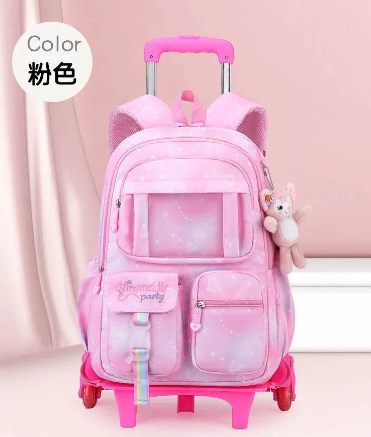 School Rolling backpack Bags school wheeled backpack for girls kids School trolley bag for girls school bag wheels for girls - AIAZ