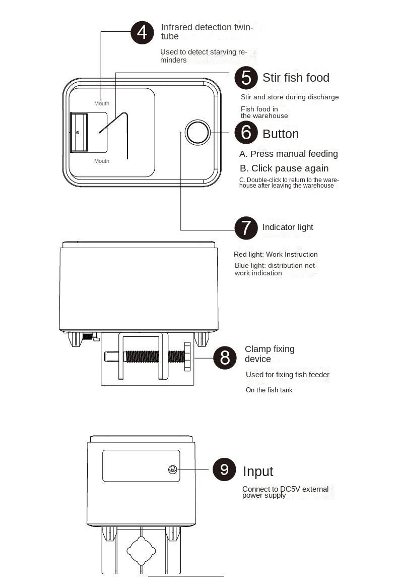 Automatic Aquarium Fish Tank Feeder Timing/Wifi Wireless Smart Phone App Intelligent Speaker Voice Remote Control Fish Feeding