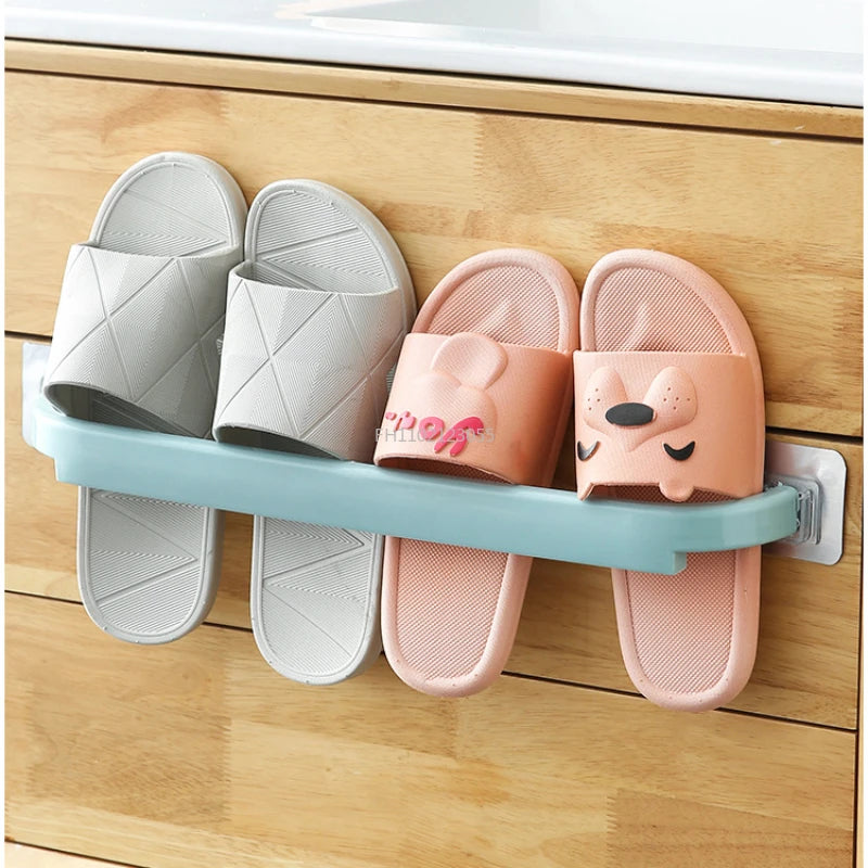 Bathroom Shelf PendantToilet Paper Holder Plastic Self-adhesive Towel Rack Wall-mounted Hanging Hook Bathroom Supplies