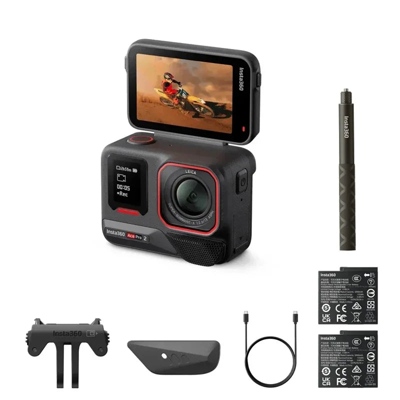 Original Insta360 Ace Pro 2 8K AI Powered Action Cam - Dual Battery Standard Bundle 360 derece aksiyon kamera  4k camera  go pro