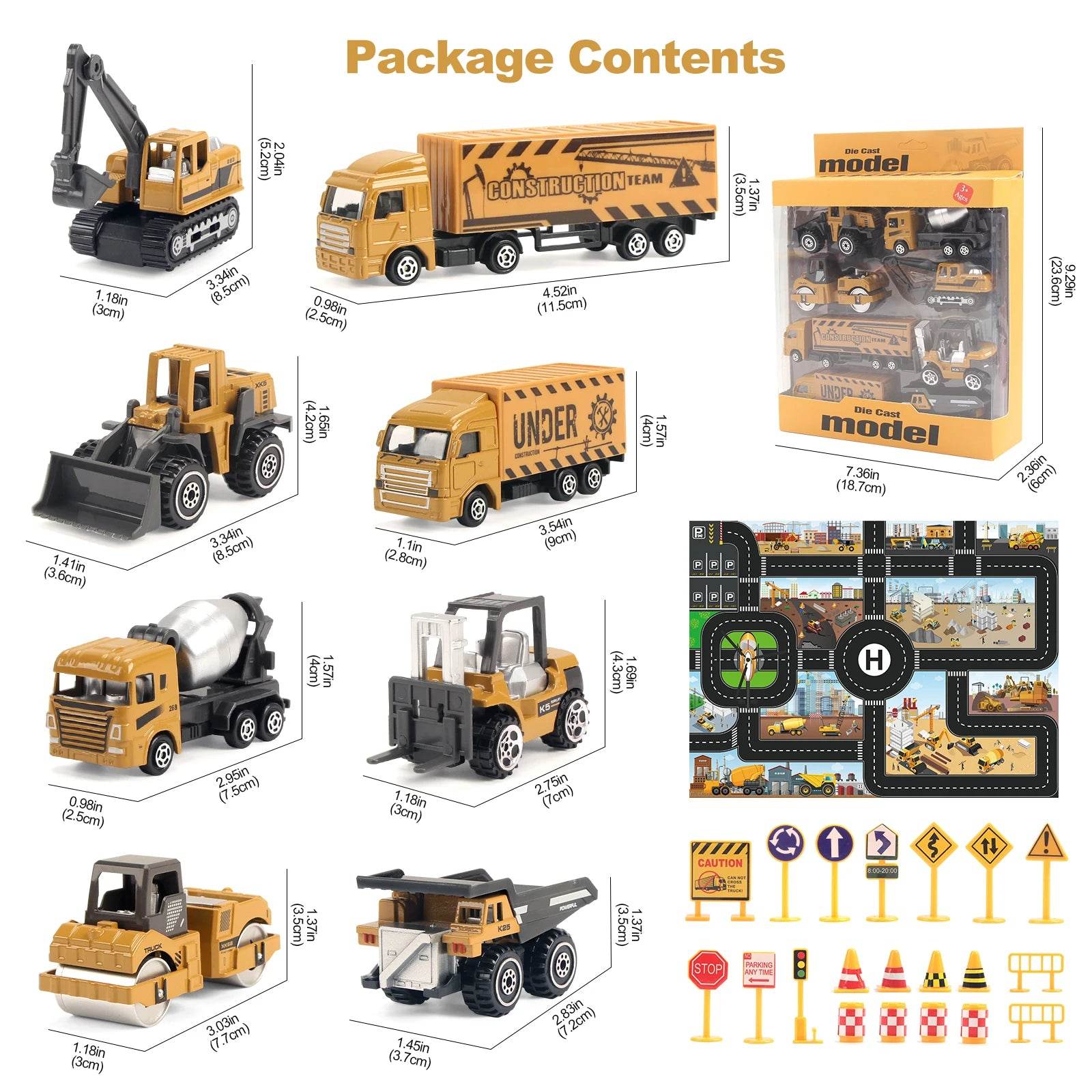 6pcs/set Alloy Engineering Truck Toy Car Classic Construction Model Vehicle Loader Tractor Excavator Toys for 3 years Boys Gifts - AIAZ