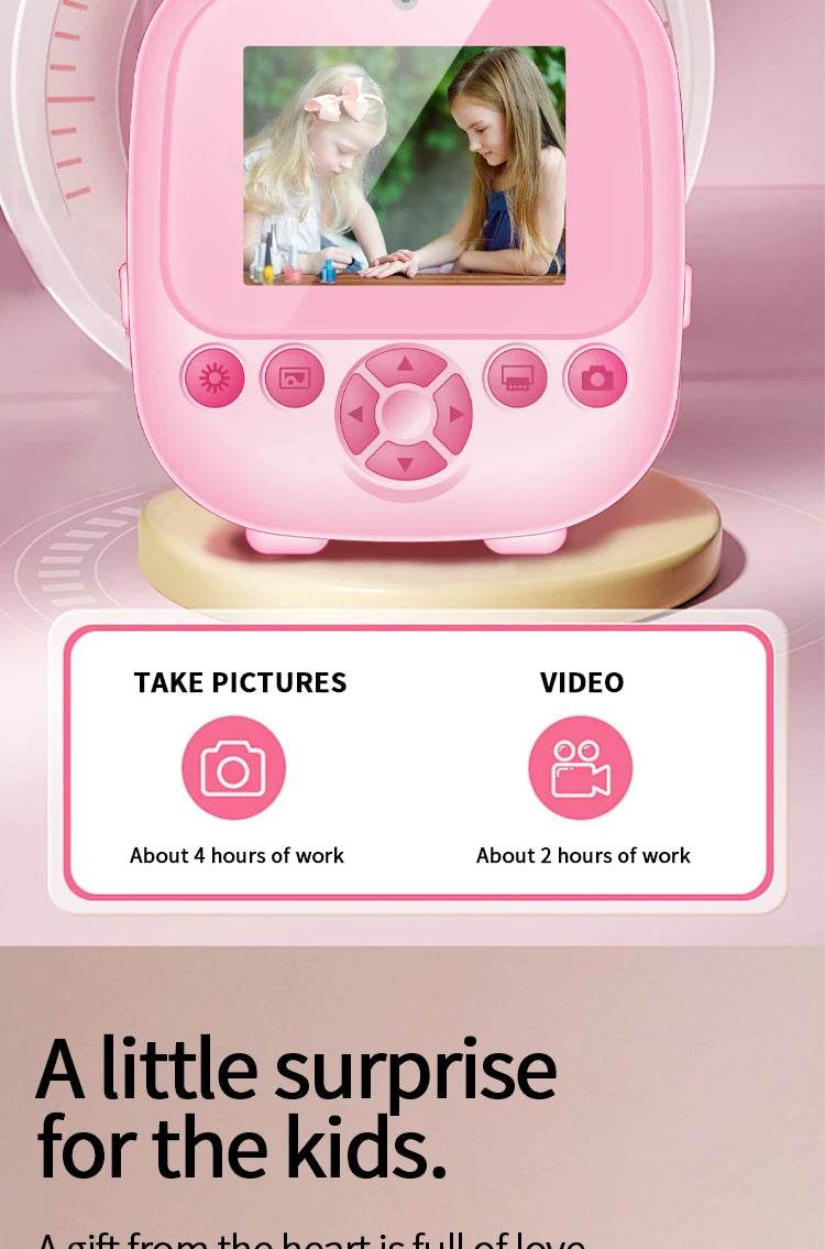 Children Digital Camera Instant Print for Kids Thermal Print Camera Instant Photo Printing Camera Video Toys+32G Memory Card - AIAZ