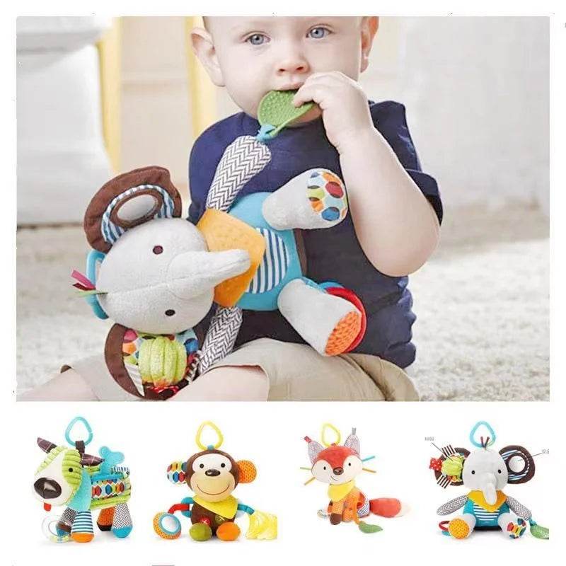 Montessori Baby Toys Kawaii Soft Plush Dolls Animal Strollers Pendant Toys for Newborn Boys Girls Toddler Birthday Gift - AIAZ