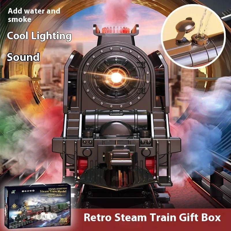 Electric Remote Control Steam Train Toy Green Children's Small Train Color Box Boy's Birthday Gift - AIAZ