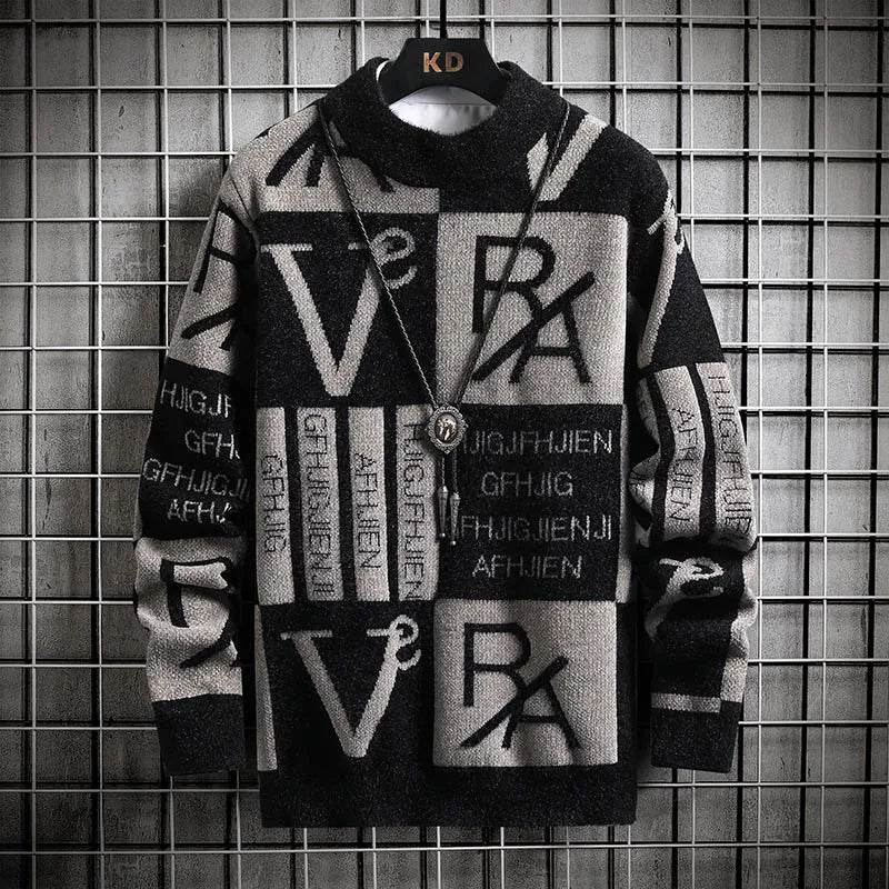 Men Knitted Sweater Stripe Pullovers Printing Round Neck Sweater Autumn/Winter Designer Quality Casual Men Clothing Jumper - AIAZ