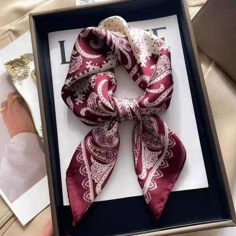 Women Fashion Versatile New Silk Scarves 70x70cm Square Scarf Korean Version Neck Protection Spring and Autumn Vintage Scarf - AIAZ