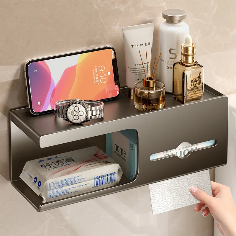 Toilet Paper Holder Wall-Mounted Carbon Steel Toilet Paper Holder Tissue Rack Bathroom Tissue Holder Bathroom Accessories