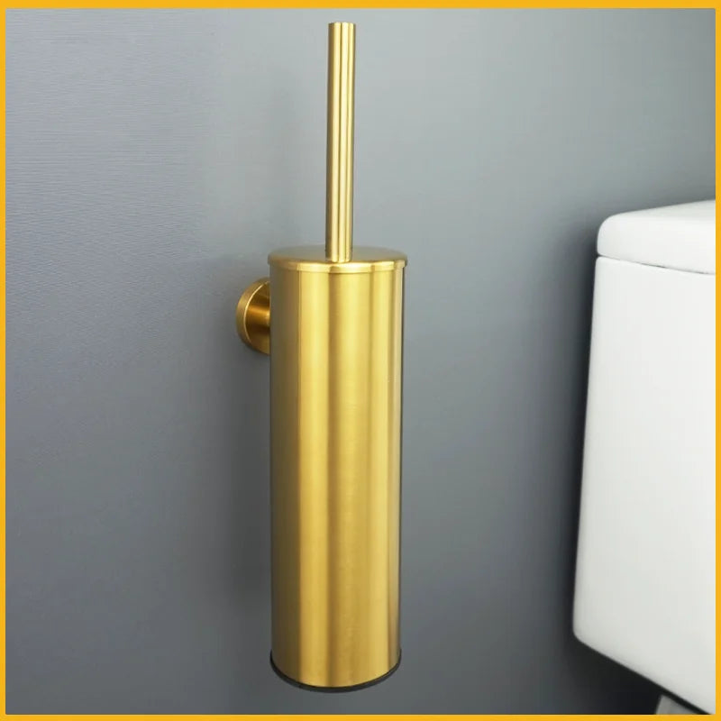 Brushed Gold Stainless Steel Wall Mount Towel Bar Towel Ring Paper Holder Bathrobe Hook Toilet Brush Bathroom Accessories