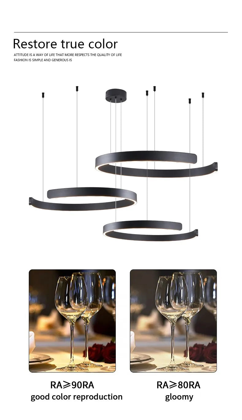 Ceiling chandelier Pendant light Chandeliers for dining room LED Bedroom living room nordic home decor Modern Round ring lamps