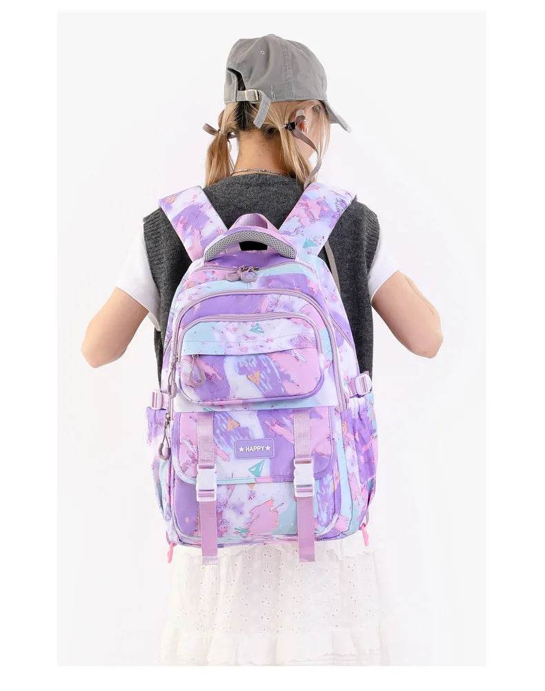 Middle School Student Backpack Children Set School Bags for Girls Kids Schoolbags Waterproof Book Bag With Lunch Bag Pencil case - AIAZ