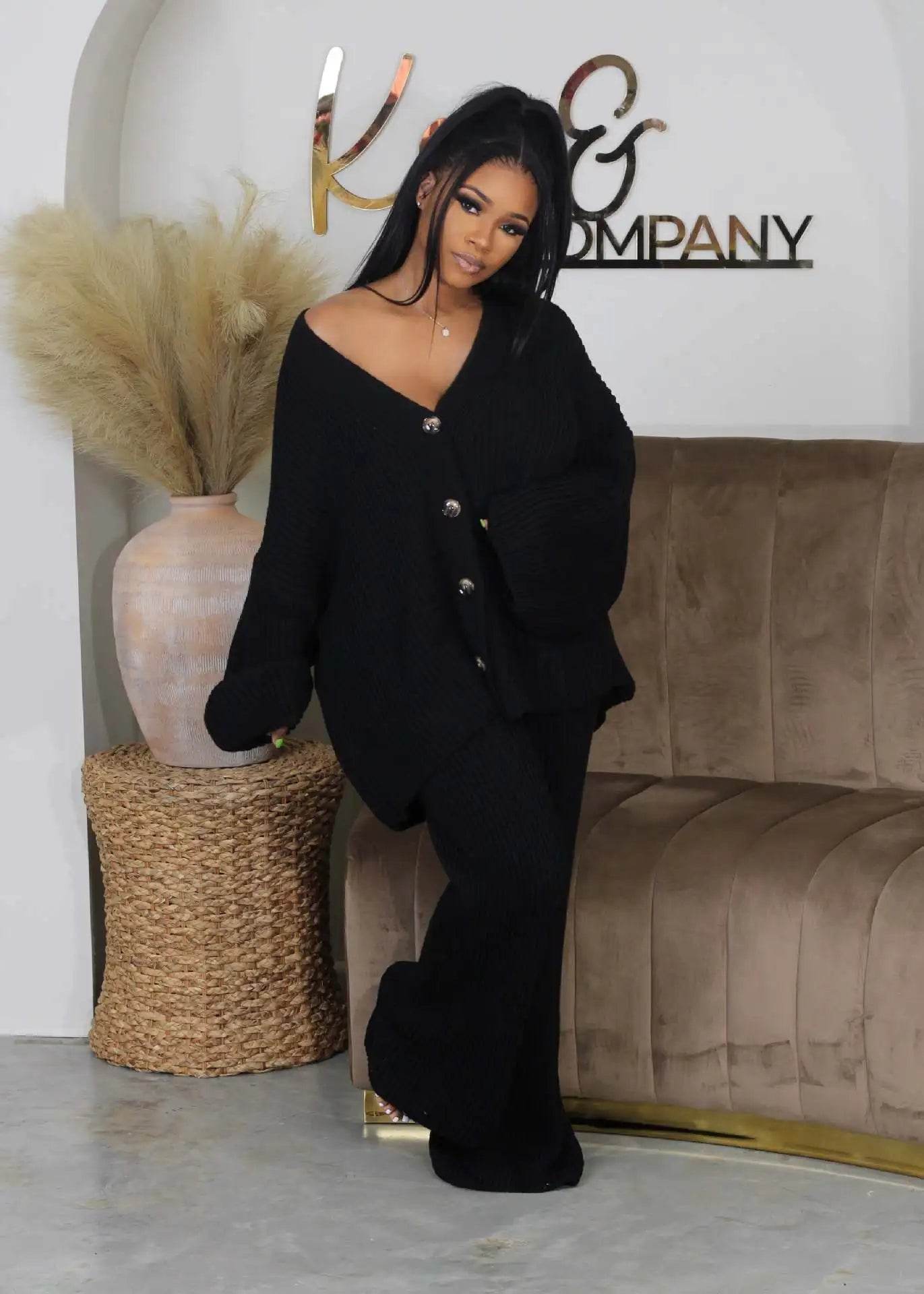 2 Piece Women Sets 2024 Autumn Winter Matching Sets Knitting Two Pieces Sets Sweater Top And Pants Suits Outfits Clothing - AIAZ