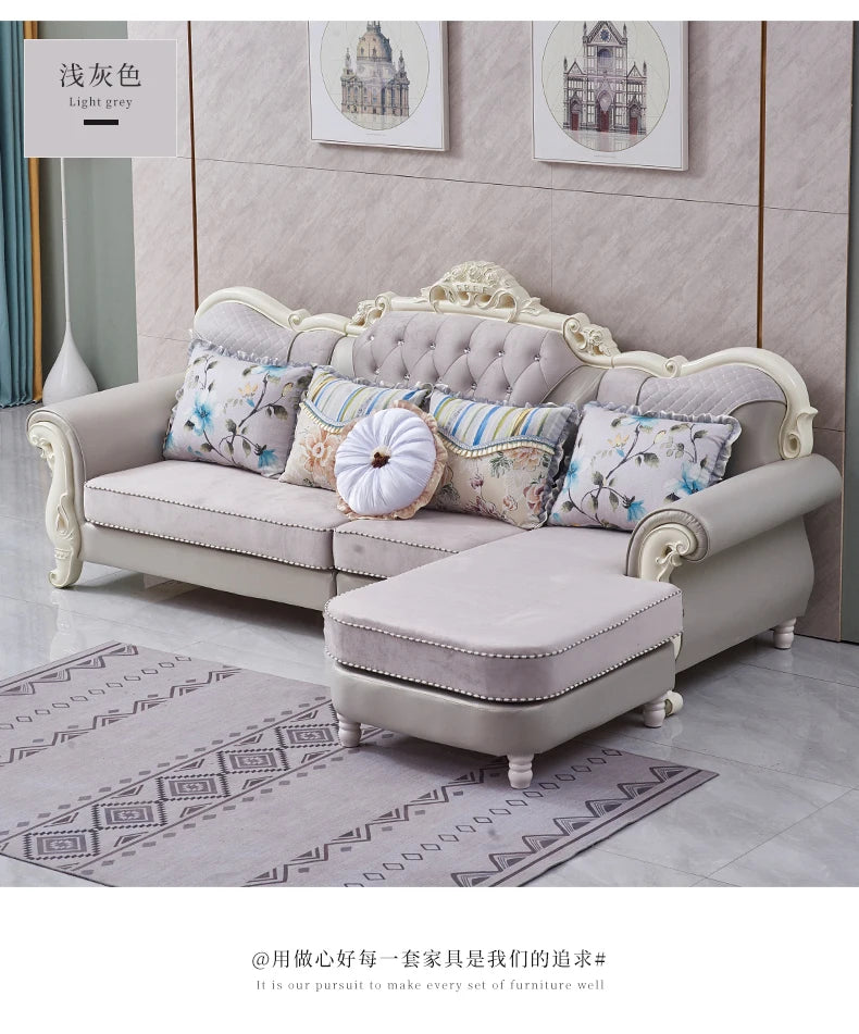 European Adult Sofa Designer High Quality Living Room Luxury Modern Sofas Solid Wood Corner Romantic Muebles Salon Furniture
