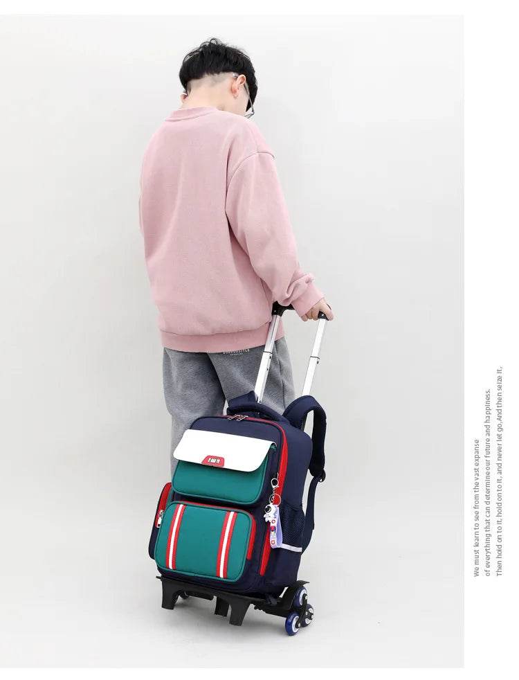 Rolling Backpacks for Primary School Children Trolley School Student Backpack Wheeled Bag Back To School Backpacks with Wheels - AIAZ