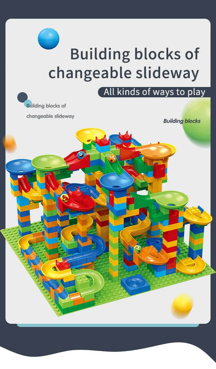 Marble Race Run Block Small Size Building Blocks Maze Ball Funnel Slide Blocks DIY Creative Bricks Assemble Toys Bulk Model Toys - AIAZ