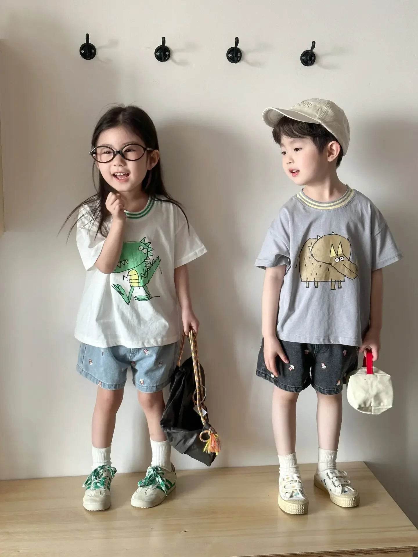 Fashion Cartoob Print Denim Kids Shorts Girls Pants Summer 2025 New Boys Summer Clothes Baby Loose Casual Pants - AIAZ