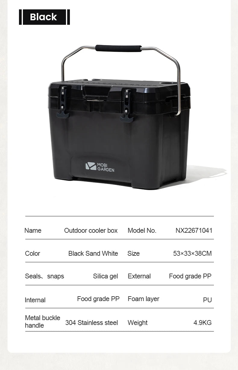 MOBI GARDEN Camping Ice Box 25L Portable Large Capacity Car Refrigerator Food Barbecue Cold Storage Outdoor