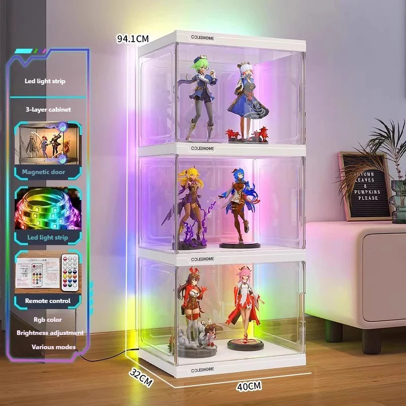 Handmade Display Cabinet, Decorative Model, Building Block Storage Box, Transparent Lego Layered Toy Rack for Household Use