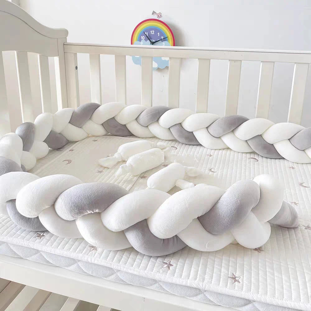 Infant Bebe 1-4M Crib Protector Cot Bumper Bed Braid Knot Pillow Cushion 3 Shares Baby Room Deco Bedding Accessory