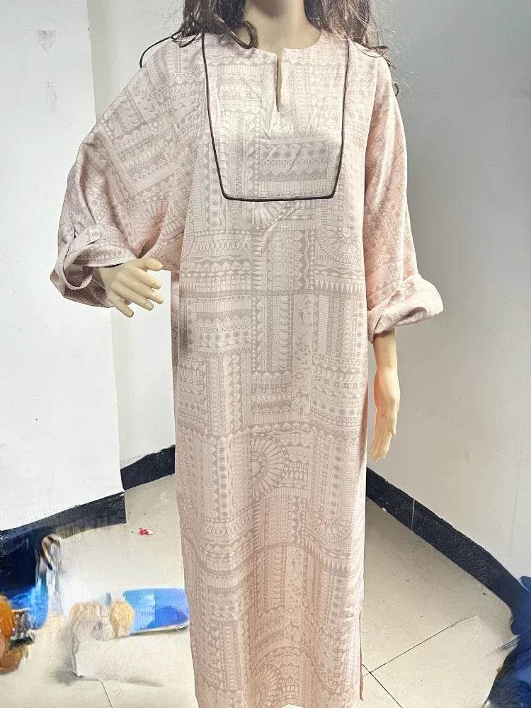 2024 Summer Fashion New Muslim Women Loose Ethnic Style Plus Size Dress Printed Square Neck Elegant Casual Party Women's Wear - AIAZ