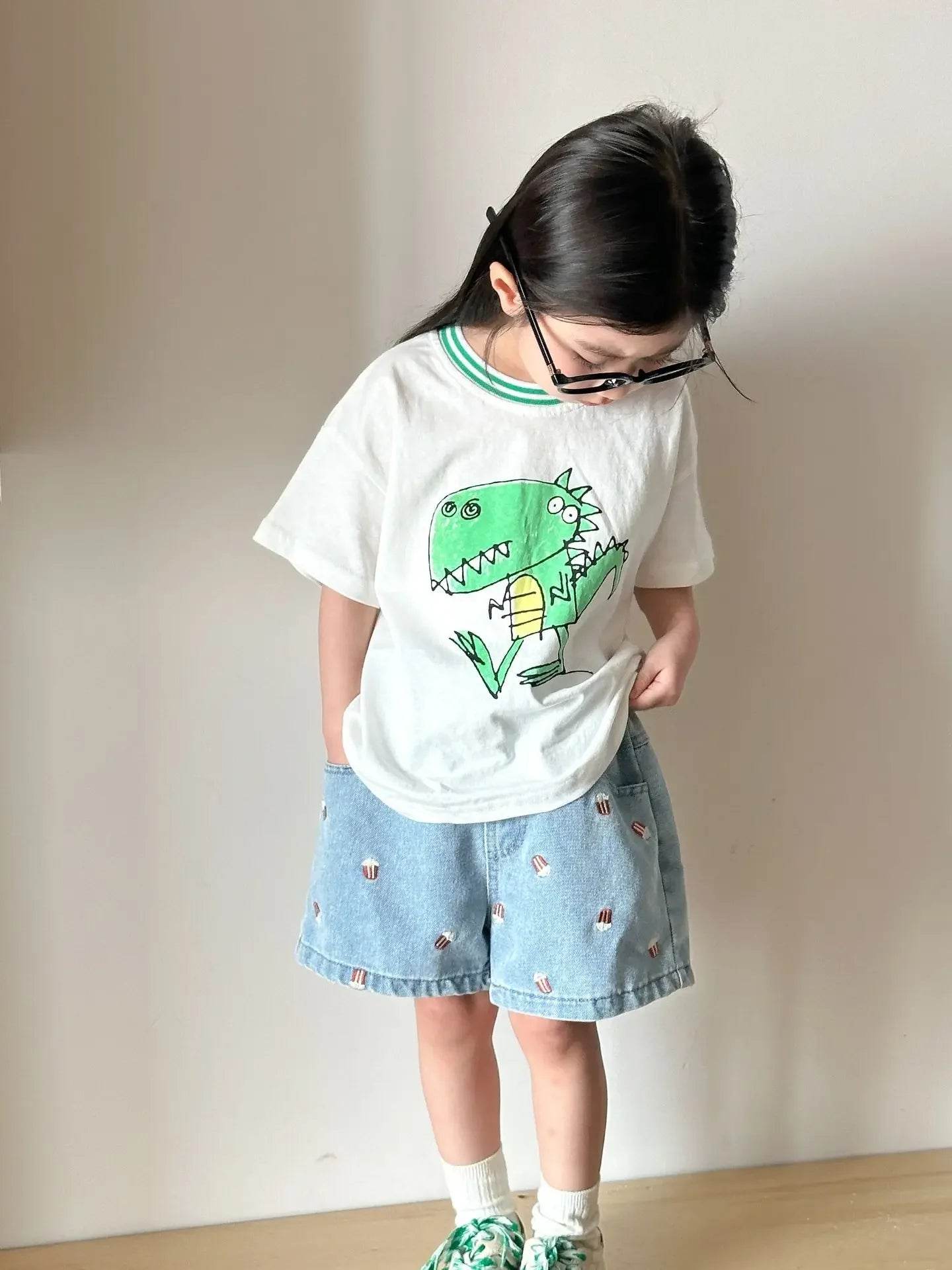 Fashion Cartoob Print Denim Kids Shorts Girls Pants Summer 2025 New Boys Summer Clothes Baby Loose Casual Pants - AIAZ