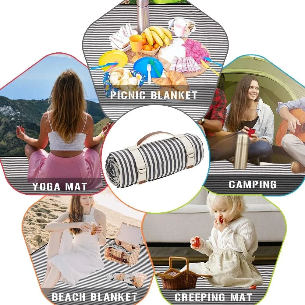 Waterproof Picnic Blanket with Carry Strap for Beach Mat or Family Outdoor Camping Party Large Picnic Outdoor Blanket