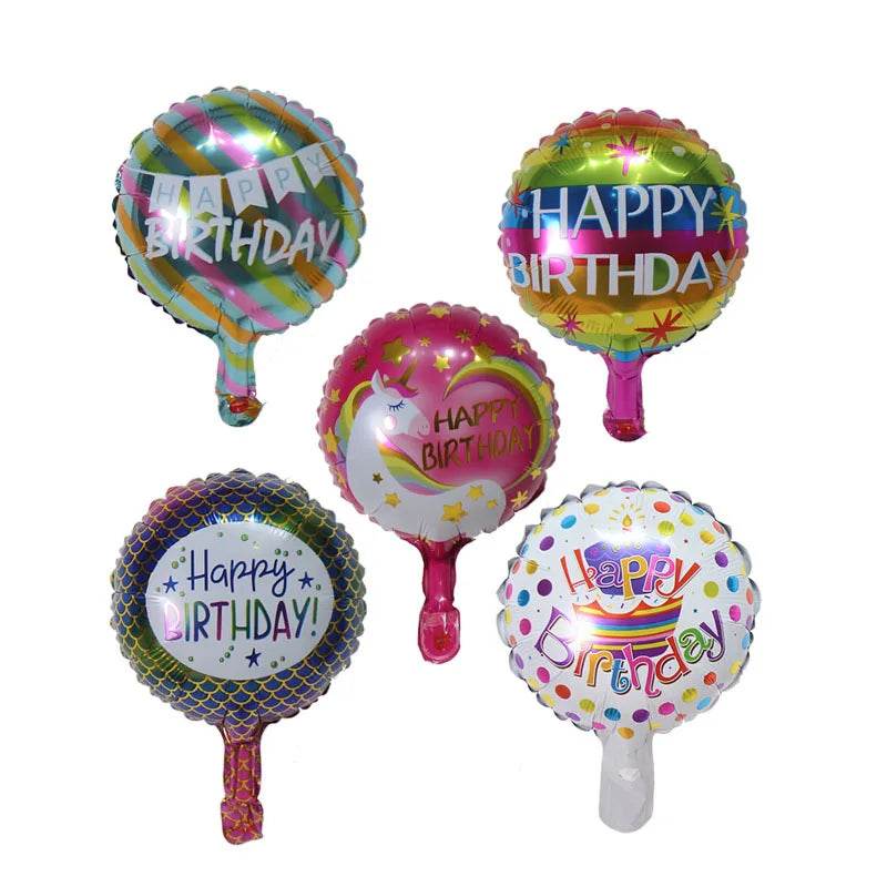10pcs 10 Inch Birthday Theme Foil Balloons Round Air Inflatable Ballon Kids Toys Happy Birthday Party Decoration Baby Shower - AIAZ