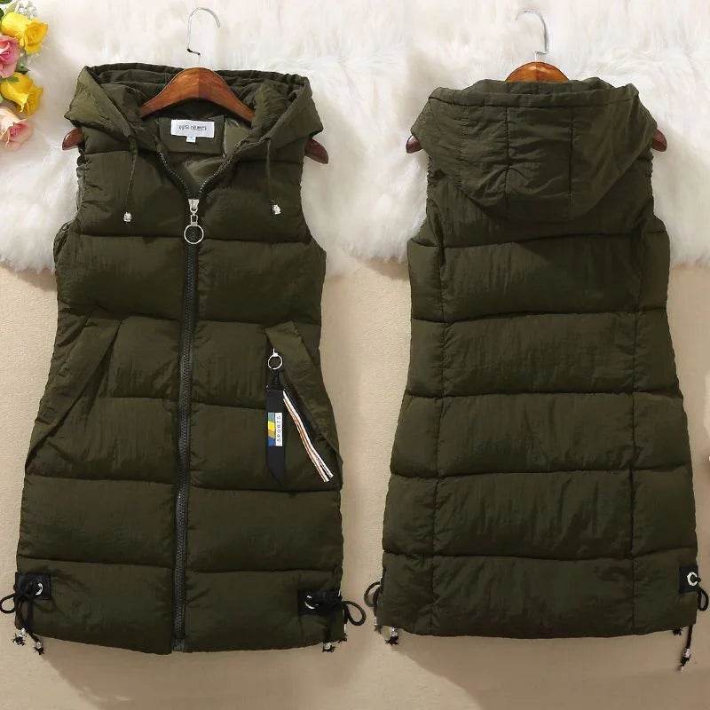 Autumn Women Vest Winter Puffer Parkas Coat 2023 New Casual Pocket Hooded Waistcoat Female Sleeveless Jacket Outerwear - AIAZ