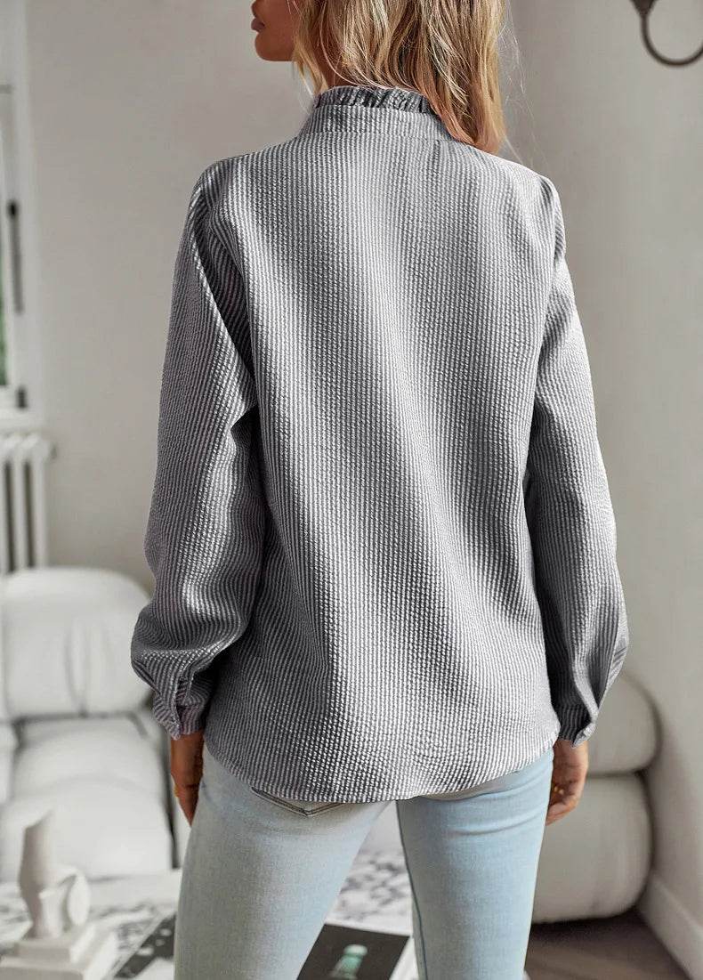 Fashion New Women Elegant Office Shirt,Long Sleeve Top Causal Comfort Simple Shirt,Shirts & Blouses,Tops For Women,Women Clothes - AIAZ