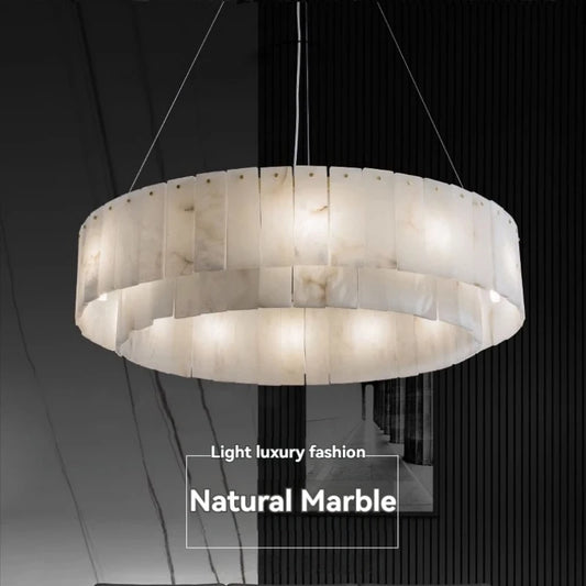 Natural Marble Brass Pendant Light Luxury Nordic Gold Chandelier for Living Room Dining Room Bedroom Bar Study Lighting Fixture
