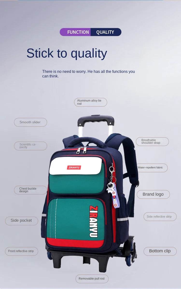 Rolling Backpacks for Primary School Children Trolley School Student Backpack Wheeled Bag Back To School Backpacks with Wheels - AIAZ