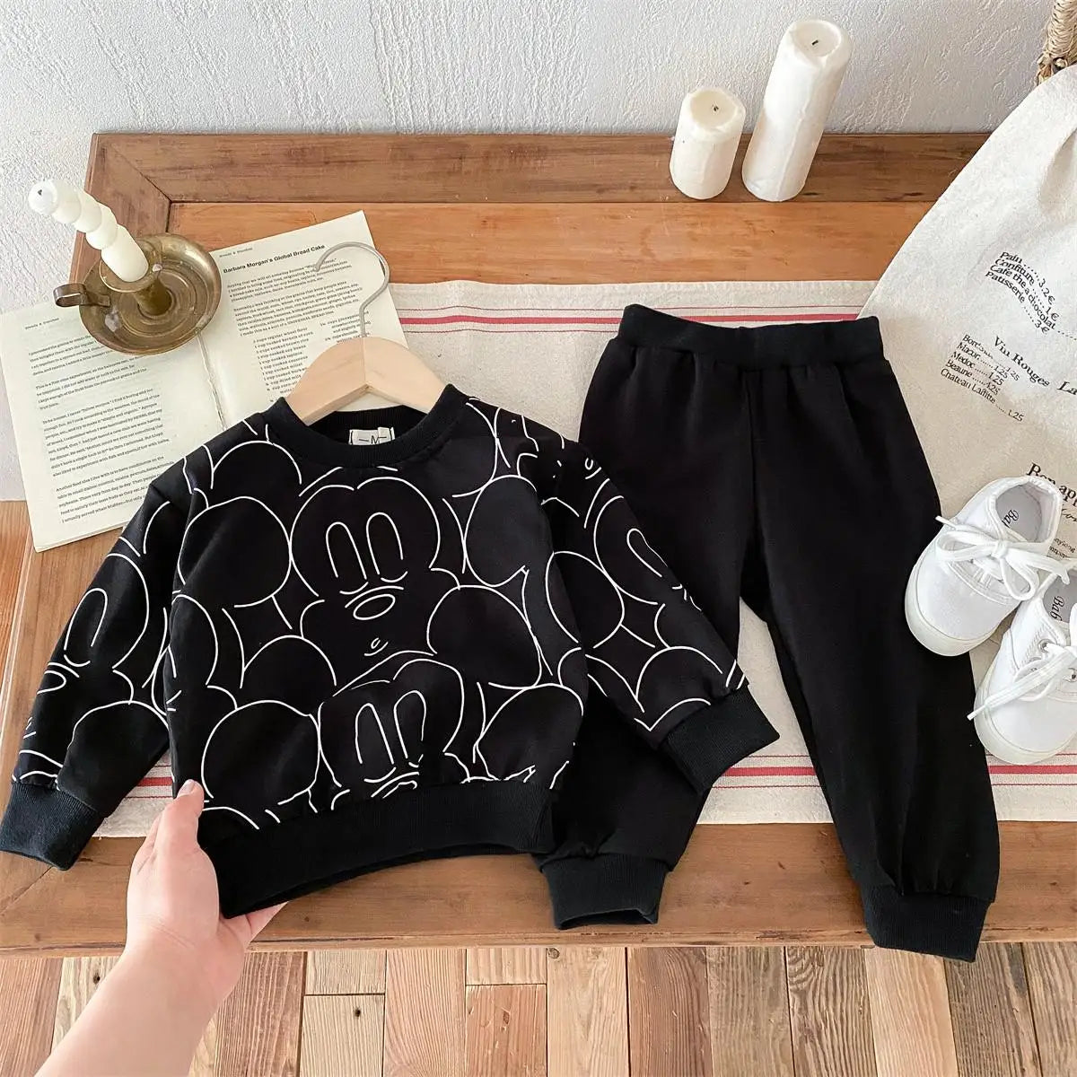 Disney 2024 Mickey Mouse Print Loose Kids Sweatshirt Autumn/winter Cartoon Pullover Fashion Children's Top