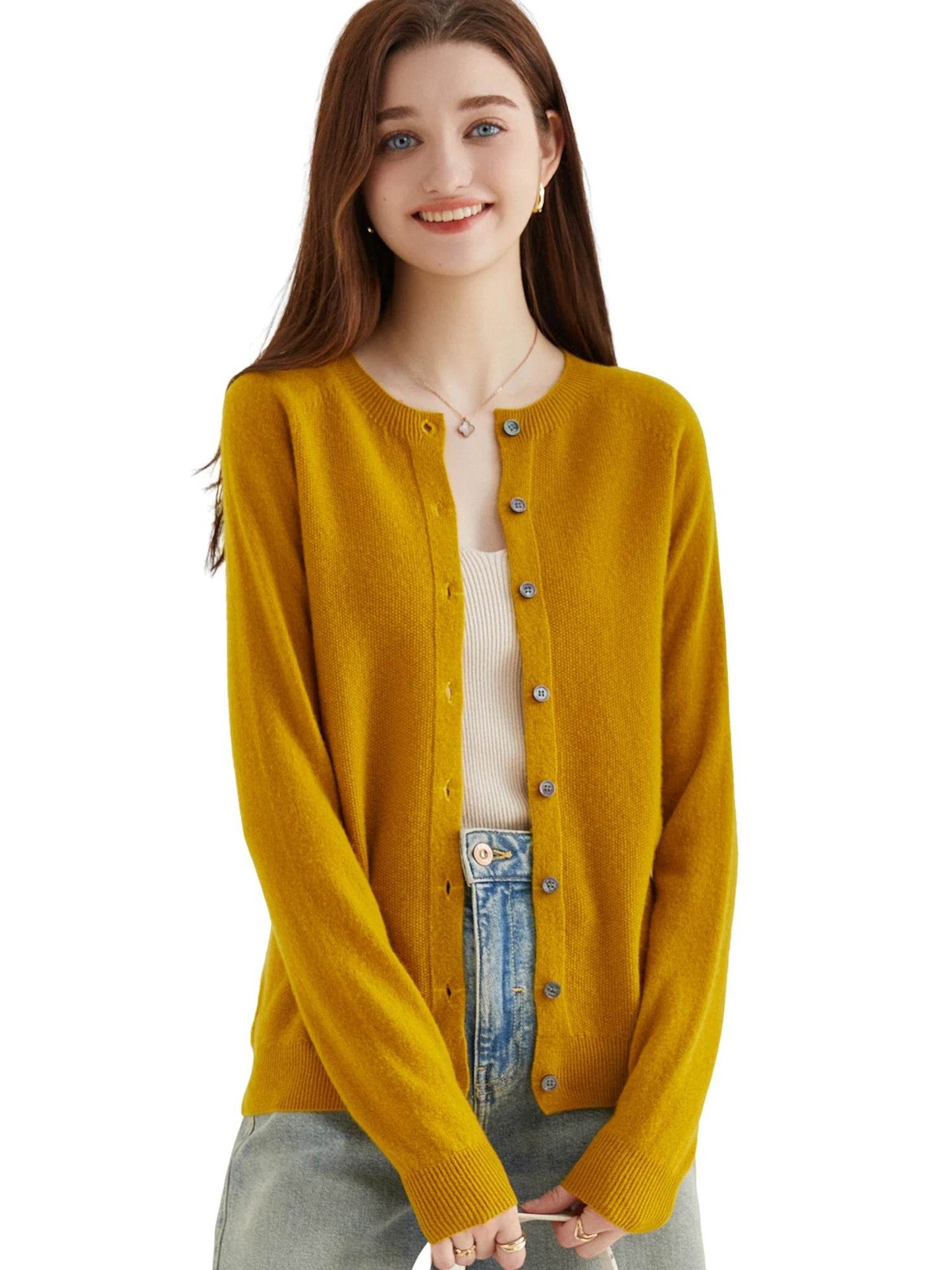 Knit Cardigan for Women Sweater Woman Long Sleeve Top 100% Wool Cardigans Sweaters Vintage Coat Knitwears Jacket Female Clothing - AIAZ