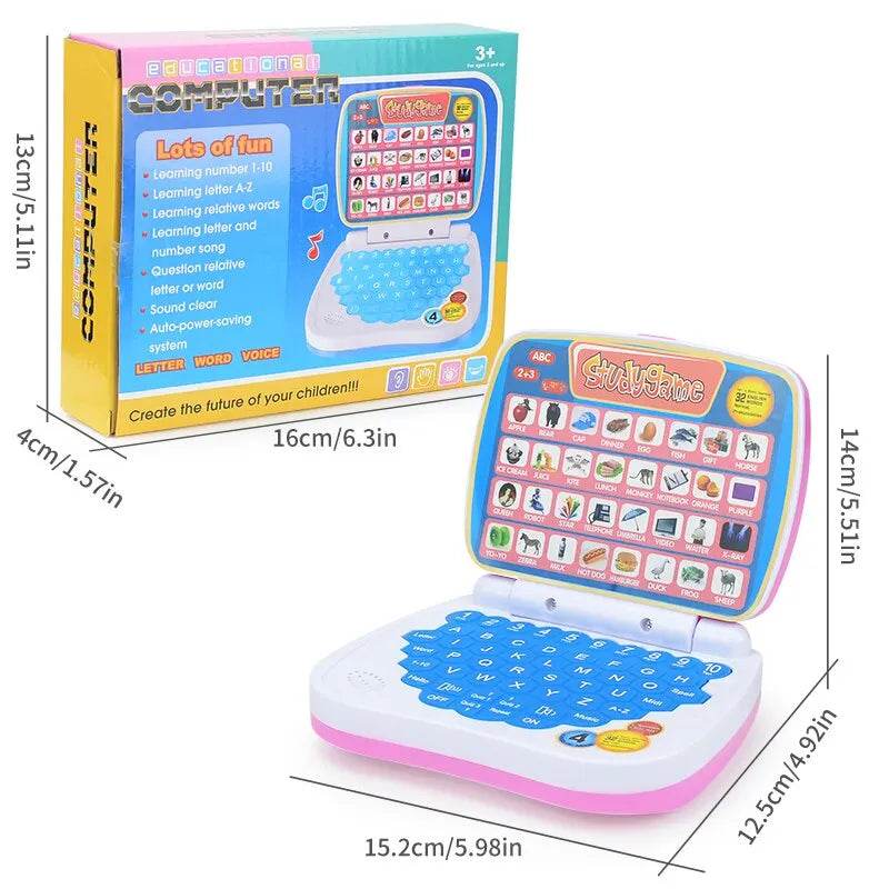 English Learning Small Laptop Toy for Kids 2-3 Years. Boys and Girls Computer for Aphabet ABC.Numbers.Words.Spelling.Maths.Music - AIAZ