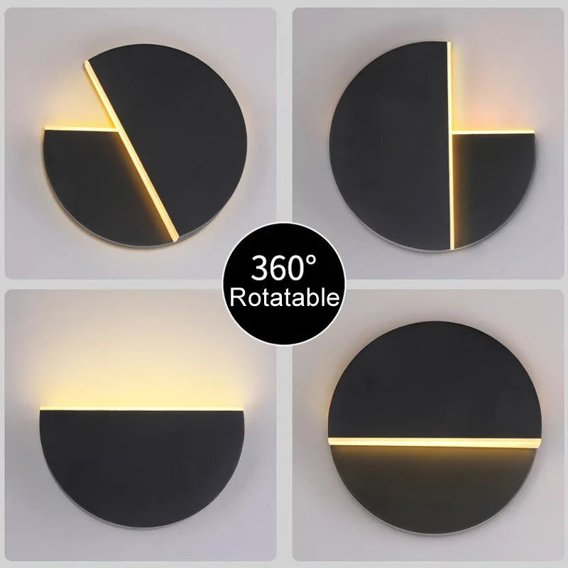 LED Wall Lamp 360 Degree Rotation Adjustable Bedside Lights White Black Creative Wall Light  Modern Bedroom Loft Aisle Lamps