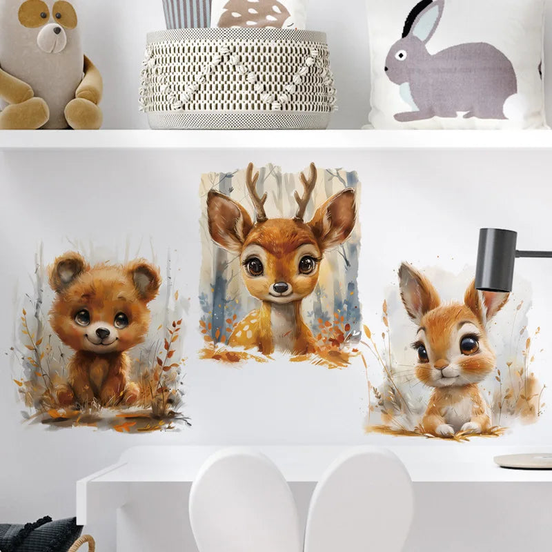Animal Vinyl Tile Child Wall Sticker For Baby Kids Room Decoration Adhesive Wallpaper Bedroom Accessories Wall Decor Home Decor