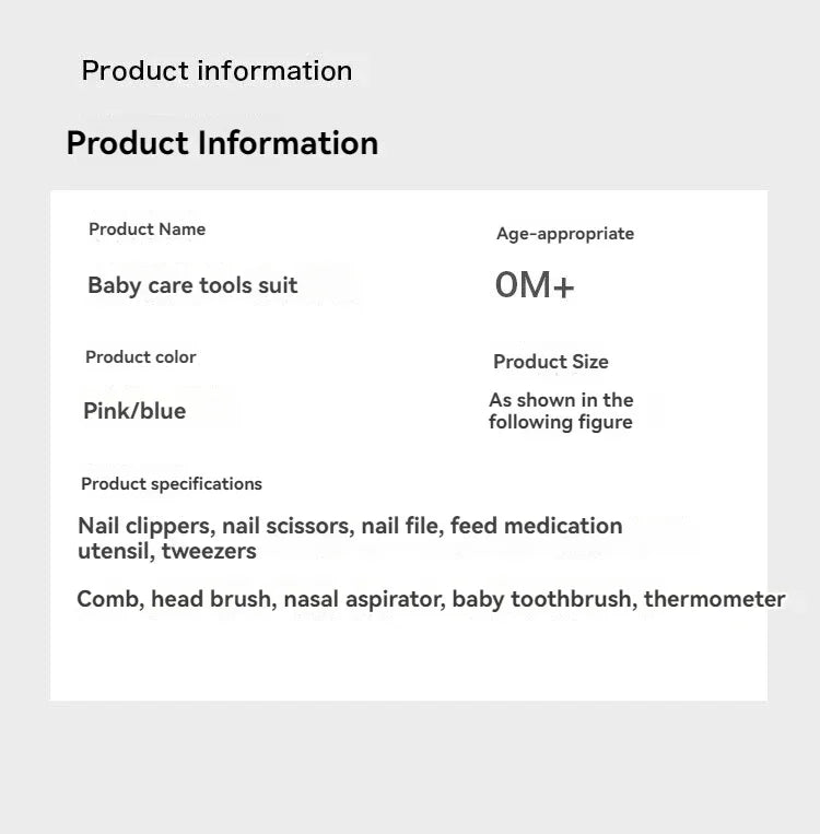 Hair Health Care Thermometer Grooming Brush Clipper Teether Toothbrush Kit Baby Essentials 10PCS Baby Nail Trimmer Care Set Kid