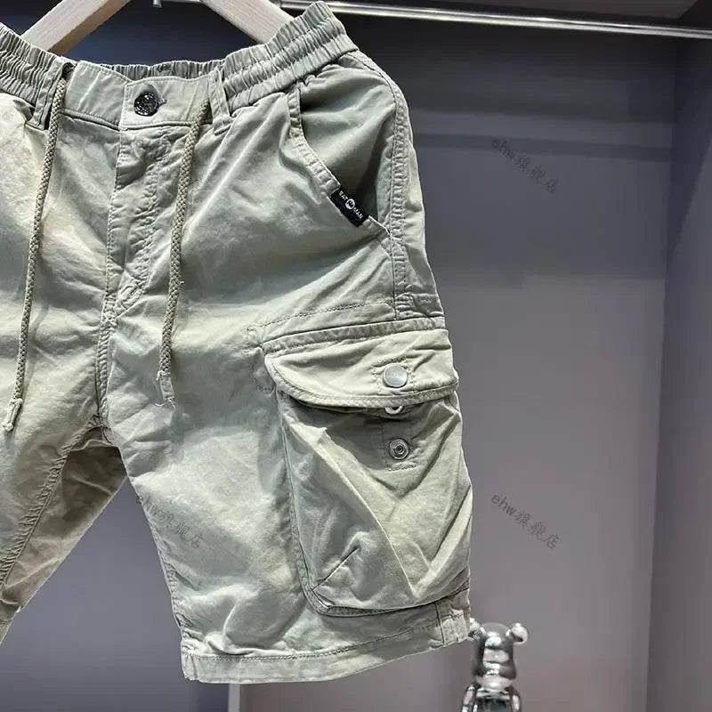 2025 Summer Work Shorts for Men Casual Multi-pocket Loose Elastic Five Points - AIAZ