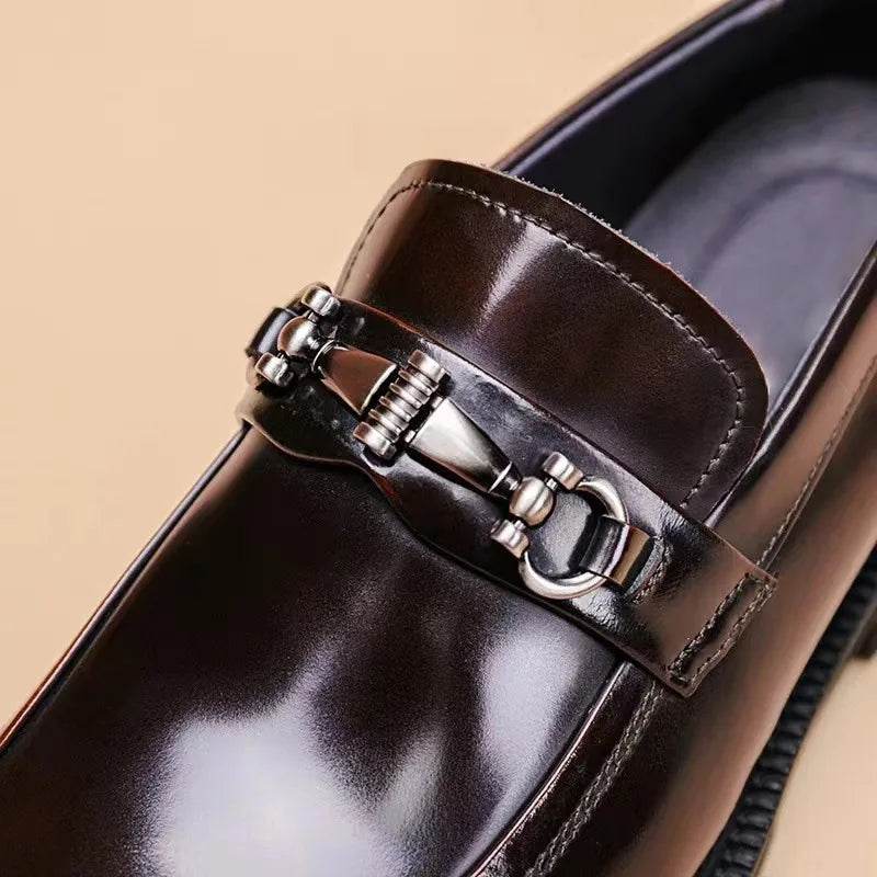 Men's Business Formal Leather Shoes Man Casual Leather Shoes Loafers Casual Business Wedding Shoes for Men Round Toe Slip-On - AIAZ