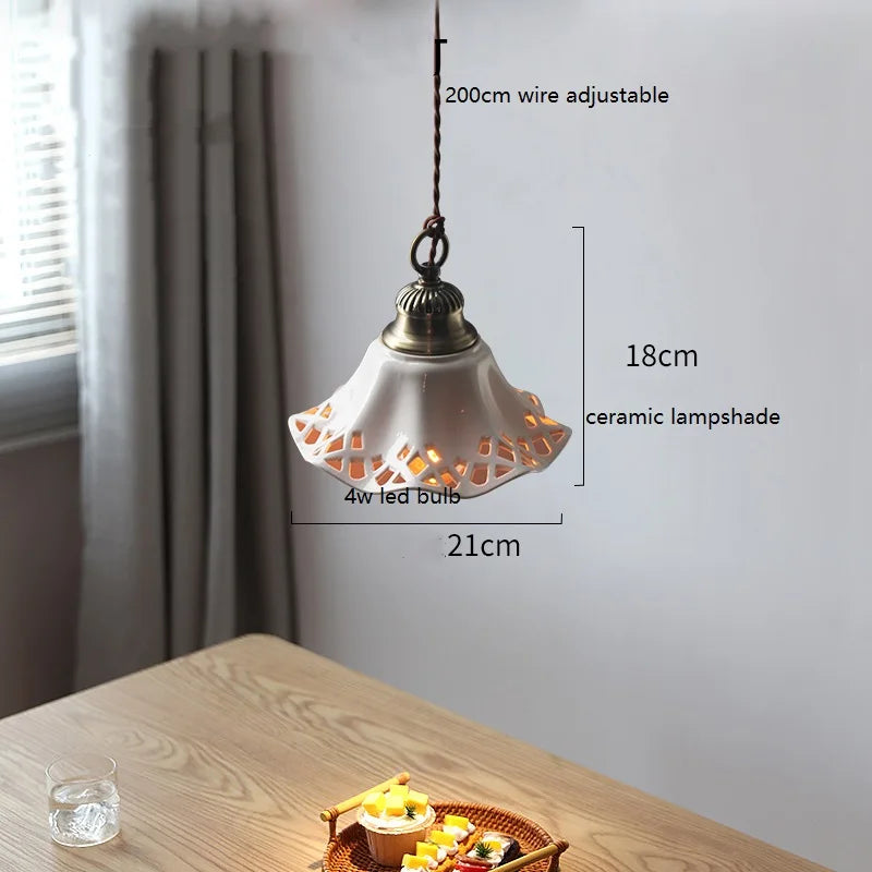 IWHD Modern Simple Ceramic LED Pendant Lamp Home Indoor Decor Lighting Bedroom Restaurant Dinning Living Room Lights Hanglamp