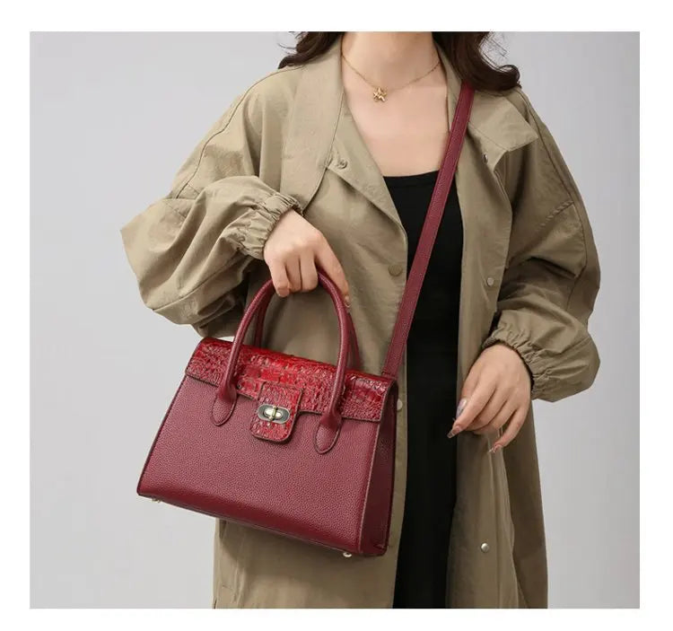Embossed Handbag for Women 2025 New Fashionable Spacious Soft Leather Woven Rope Shoulder Hand Carry Crossbody Bag