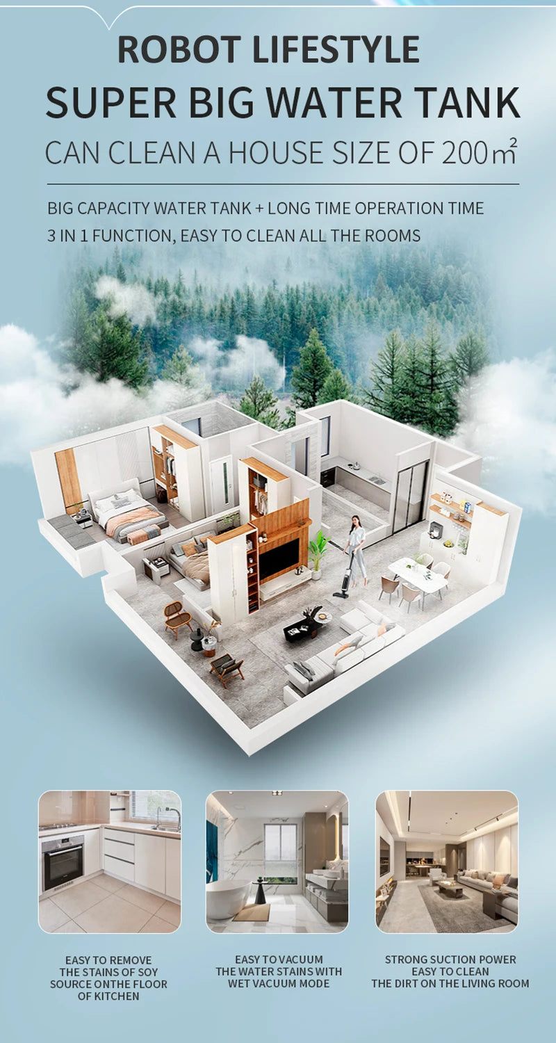 Cordless Vacuum Cleaner for Wet And Dry Cleaning RL8Pro, Smart Washing for Home Multi Surface Floor,14000Pa, Self-drying