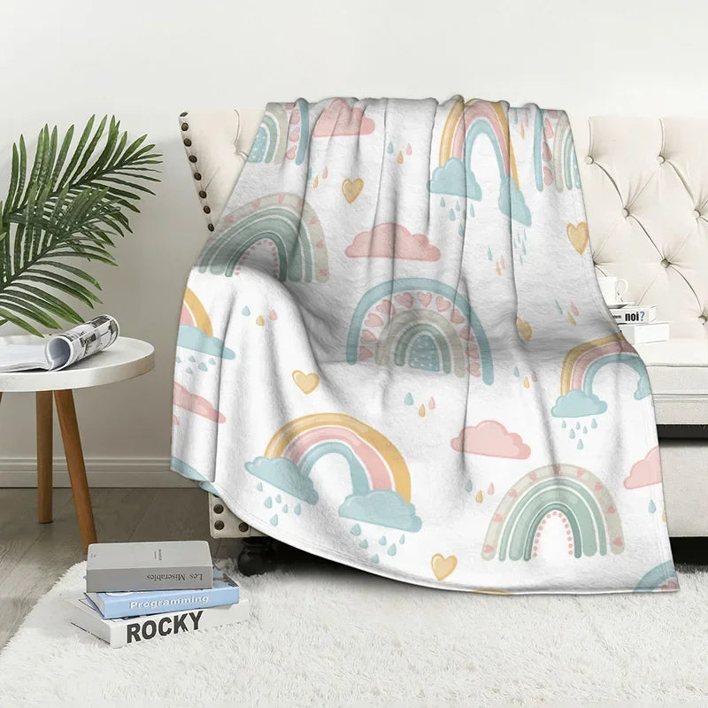 Home decoration plush Throw Sofa blanket Bedspread bed fluffy soft blankets decor Plaid Modern nordic rainbow cute winter